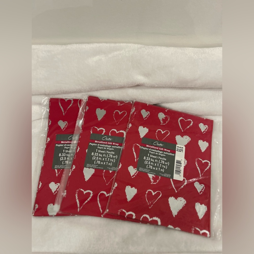 Vintage CARLTON Red Heart Gift Wrap Set 2pk